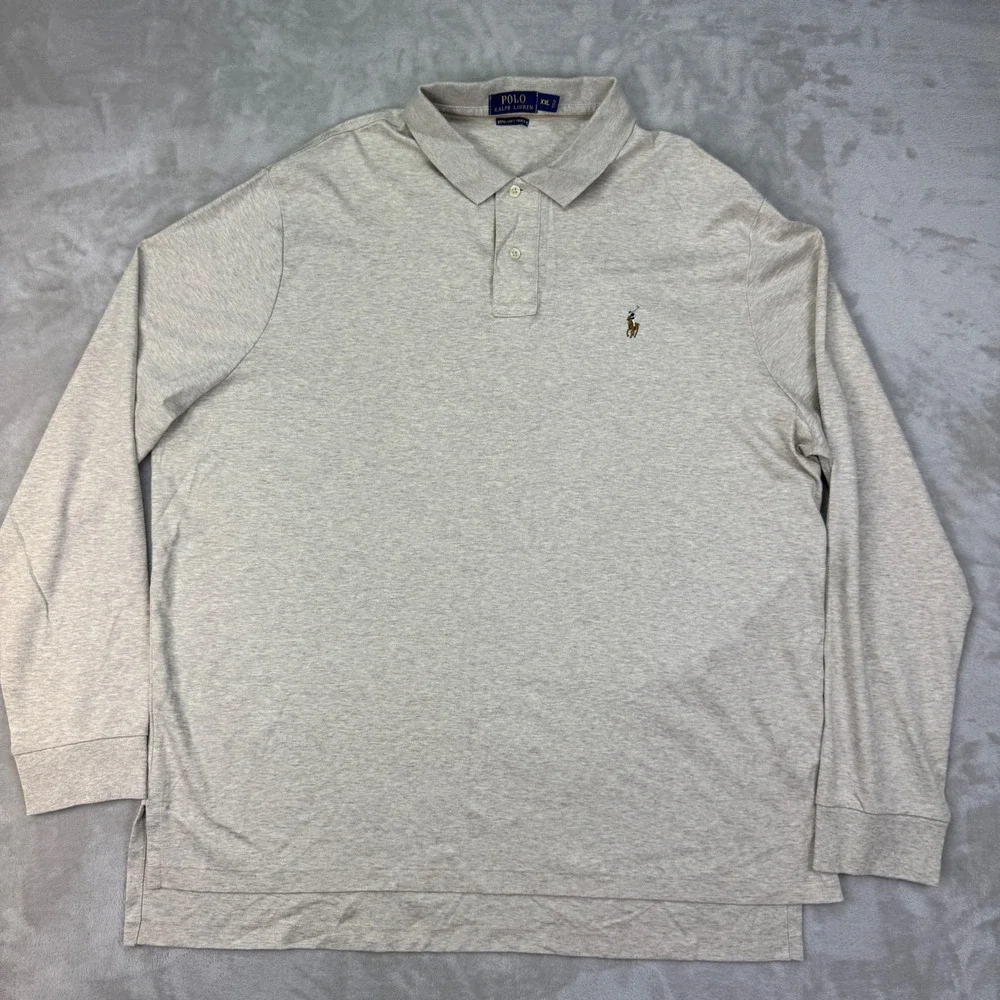 Polo Ralph Lauren Shirt Mens XXL Classic Flesh Pima Soft Touch Long Sleeve Prep
